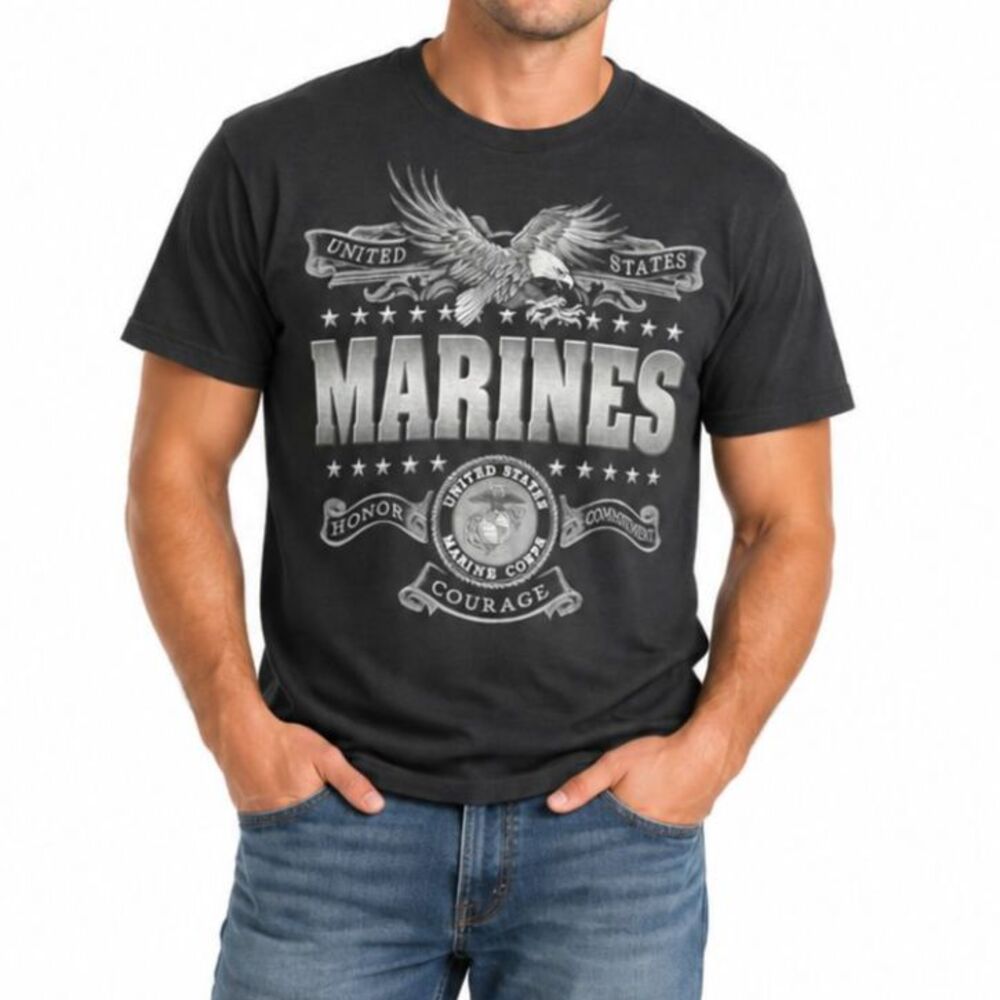 US Marines Honor Courage Commitment Graphic Tee | Size Medium